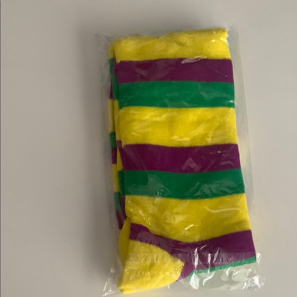 Mardi Gras - Striped Yellow, Green, and Purple Socks